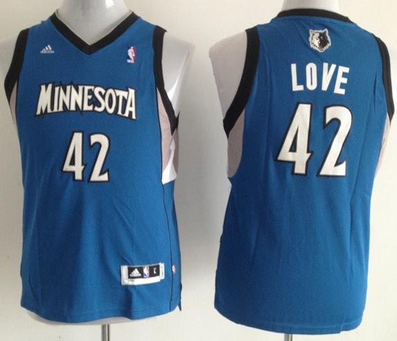 Kids Minnesota Timberwolves 42 Kevin Love Blue Revolution 30 Swingman NBA Jersey Cheap