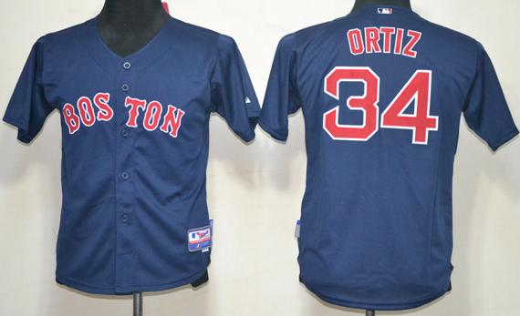 Kids Boston Red Sox 34 David Ortiz Blue Baseball MLB Jersey Cheap