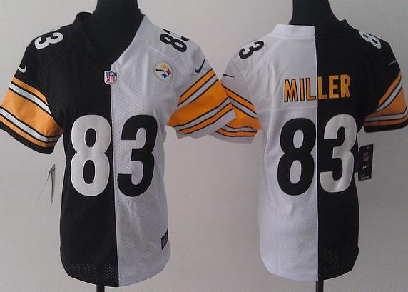 Cheap Women Nike Pittsburgh Steelers 83 Heath Miller White Black Split NFL Jerseys