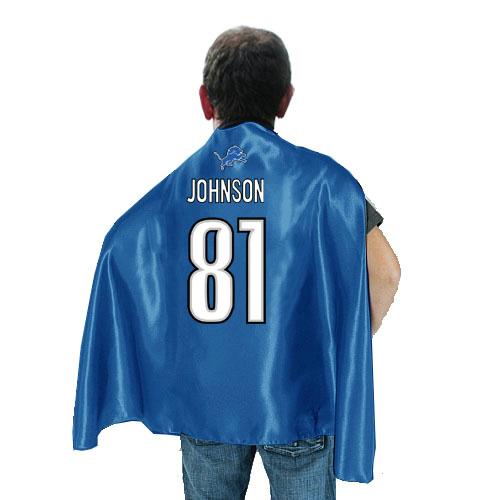 Detroit Lions 81 Calvin Johnson Blue NFL Hero Cape Sale Cheap