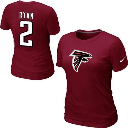Cheap Women Nike Atlanta Falcons 2 ryan Name & Number Red NFL Football T-Shirt