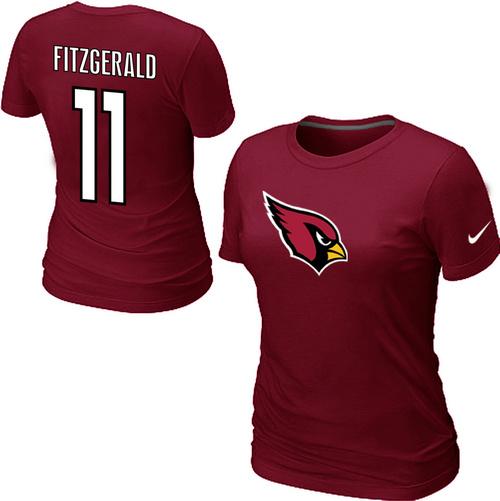 Cheap Women Nike Arizona Cardinals Larry Fitzgerald Name & Number Red NFL Football T-Shirt