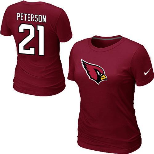 Cheap Women Nike Arizona Cardinals 21 peterson Name & Number Red NFL Football T-Shirt