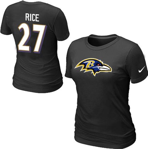 Cheap Women Nike Baltimore Ravens Ed Reed Name & Number Black NFL Football T-Shirt