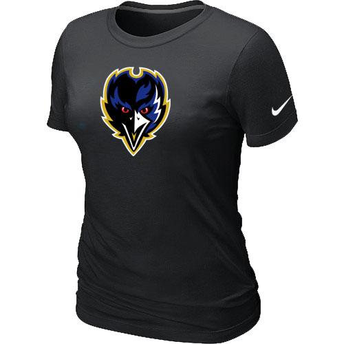 Cheap Women Nike Baltimore Ravens Tean Logo Black NFL Football T-Shirt