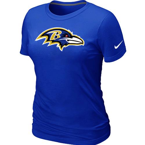 Cheap Women Nike Baltimore Ravens Blue Logo NFL Football T-Shirt
