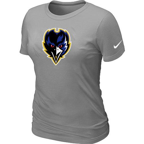 Cheap Women Nike Baltimore Ravens Tean Logo L.Grey NFL Football T-Shirt