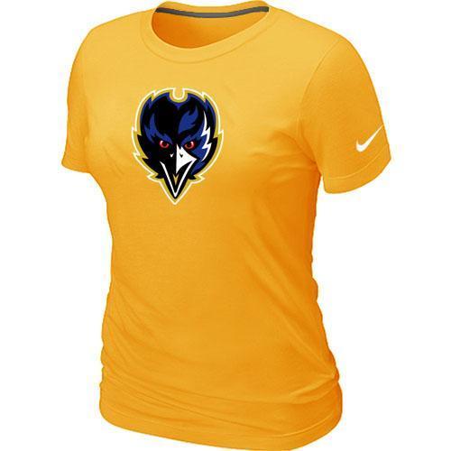 Cheap Women Nike Baltimore Ravens Tean Logo Yellow NFL Football T-Shirt