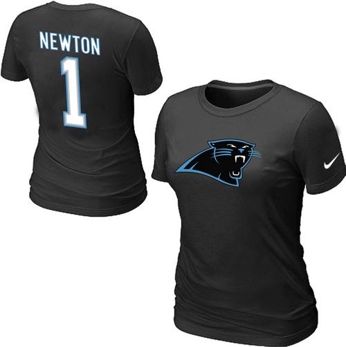 Cheap Women Nike Carolina Panthers Cam Newton Name & Number Black NFL Football T-Shirt