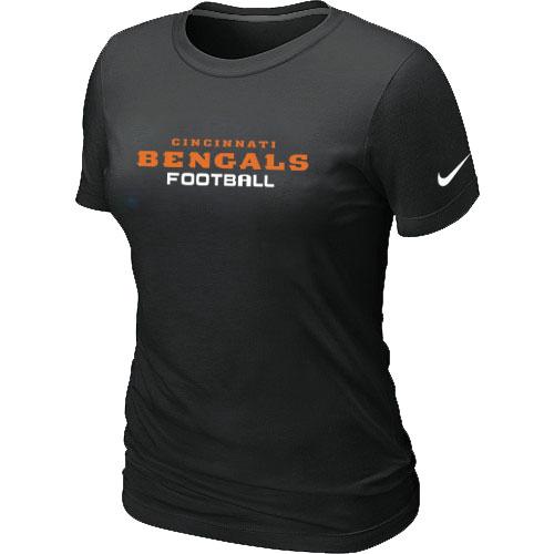 Cheap Women Nike Cincinnati Bengals Sideline Legend Authentic Font BLACK NFL Football T-Shirt