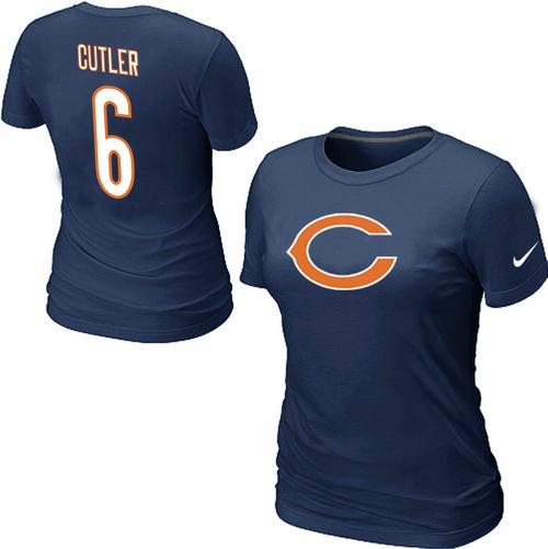 Cheap Women Nike Chicago Bears 6 Jay Cutler Name & Number Blue NFL Football T-Shirt