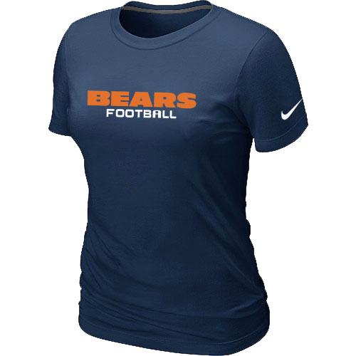 Cheap Women Nike Chicago Bears Sideline Legend Authentic Font D.Blue NFL Football T-Shirt
