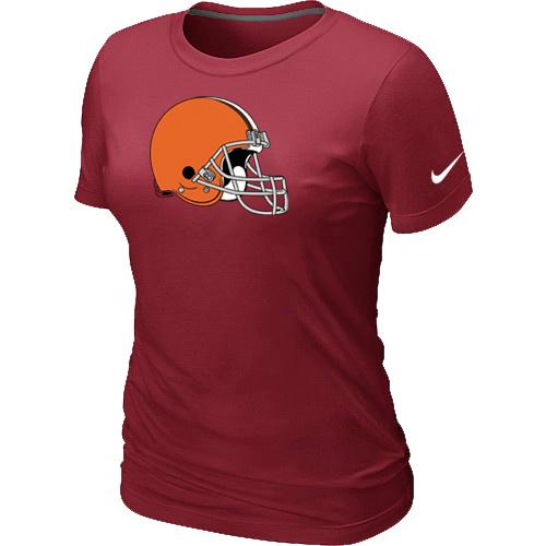 Cheap Women Nike Cleveland Browns Red Logo NFL Football T-Shirt