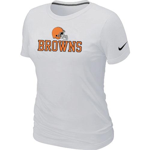 Cheap Women Nike Cleveland Browns Authentic Logo White NFL Football T-Shirt