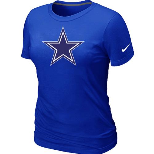 Cheap Women Nike Dallas Cowboys Blue Logo NFL Football T-Shirt
