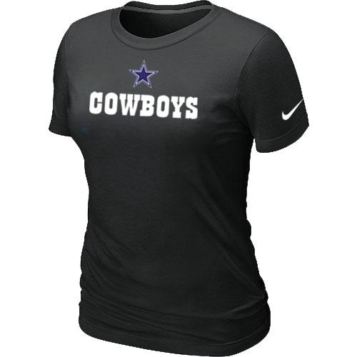 Cheap Women Nike Dallas Cowboys Sideline Legend Authentic Logo Black NFL Football T-Shirt