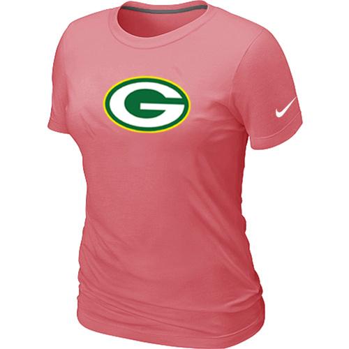 Cheap Women Nike Green Bay Packers Pink Logo NFL Football T-Shirt