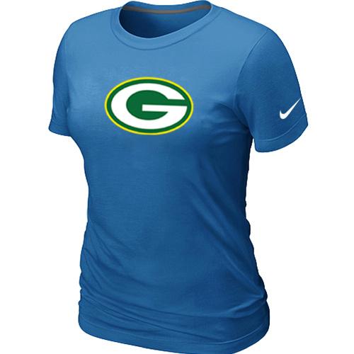Cheap Women Nike Green Bay Packers L.blue Logo NFL Football T-Shirt