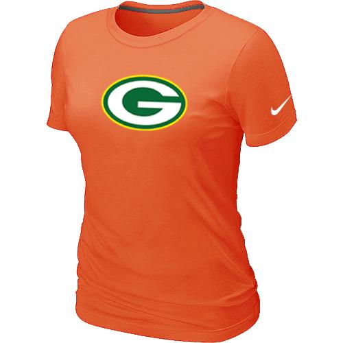 Cheap Women Nike Green Bay Packers Orange Logo NFL Football T-Shirt