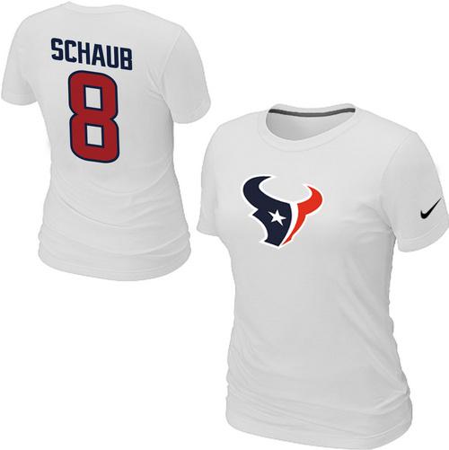 Cheap Women Nike Houston Texans 8 schaub Name & Number White NFL Football T-Shirt