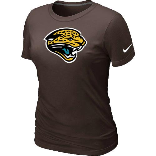 Cheap Women Nike Jacksonville Jaguars Brown Logo NFL Football T-Shirt