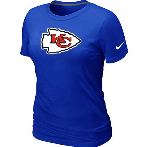 Cheap Women Nike Kansas City Chiefs Blue Logo NFL Football T-Shirt