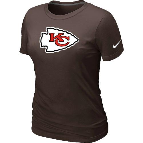 Cheap Women Nike Kansas City Chiefs Brown Logo NFL Football T-Shirt