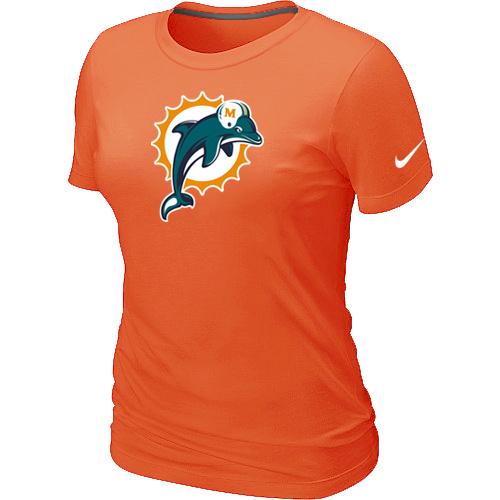 Cheap Women Nike Miami Dolphins Orange Logo NFL Football T-Shirt