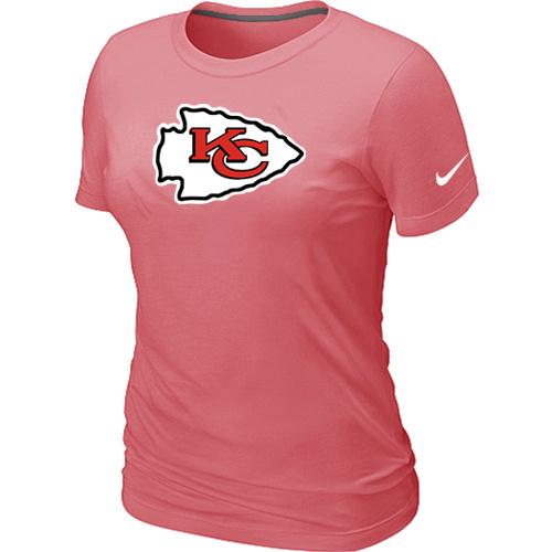 Cheap Women Nike Kansas City Chiefs Pink Logo NFL Football T-Shirt