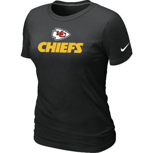 Cheap Women Nike Kansas City Chiefs Authentic Logo Black NFL Football T-Shirt