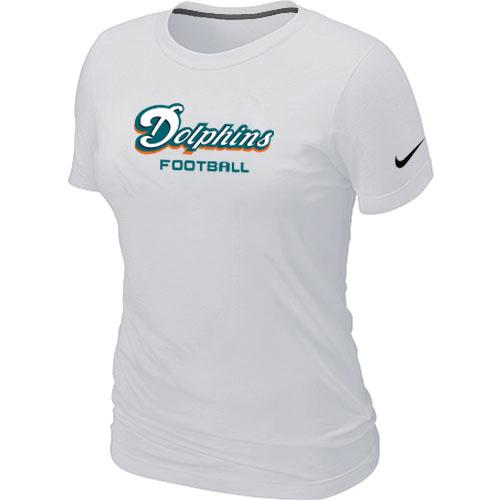 Cheap Women Nike Miami Dolphins Sideline Legend Authentic Font White NFL Football T-Shirt