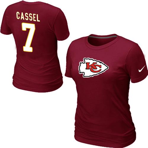 Cheap Women Nike Kansas City Chiefs Dexter 7 CASSEL Name & Number Red NFL Football T-Shirt