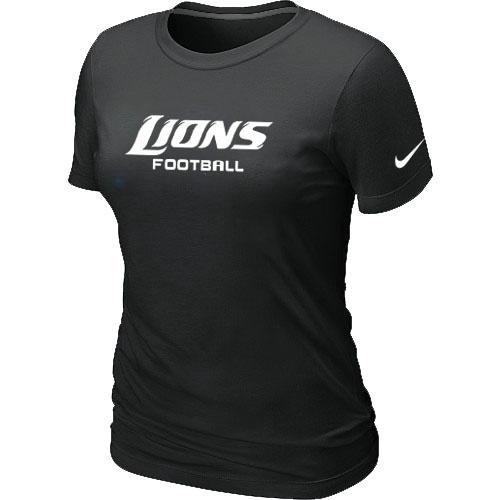 Cheap Women Nike Detroit Lions Sideline Legend Authentic Font BLack NFL Football T-Shirt