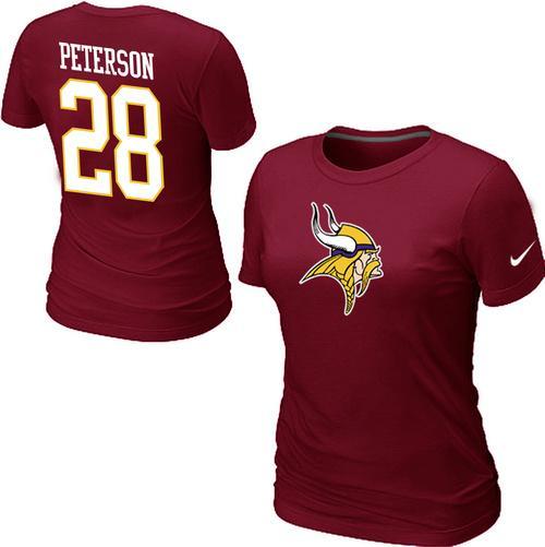 Cheap Women Nike Minnesota Vikings Adrian Peterson Name & Number Red NFL Football T-Shirt