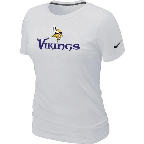 Cheap Women Nike Minnesota Vikings Authentic Logo White NFL Football T-Shirt