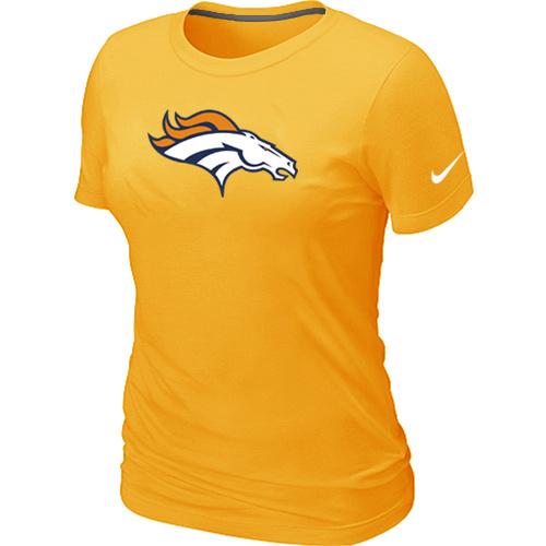 Cheap Women Nike Denver Broncos Yellow Logo NFL Football T-Shirt