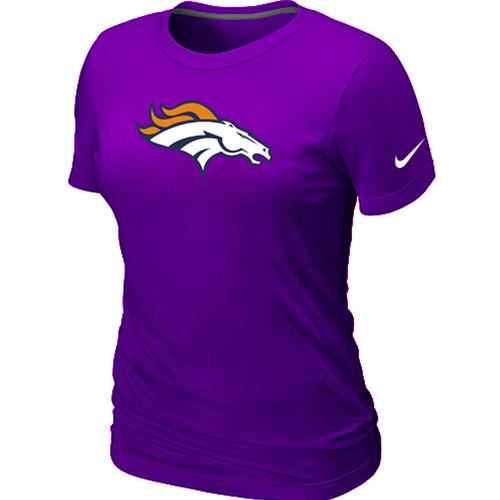 Cheap Women Nike Denver Broncos Purple Logo NFL Football T-Shirt
