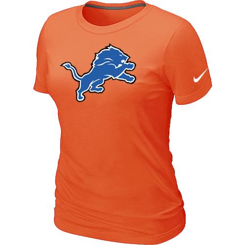 Cheap Women Nike Detroit Lions Orange Logo NFL Football T-Shirt