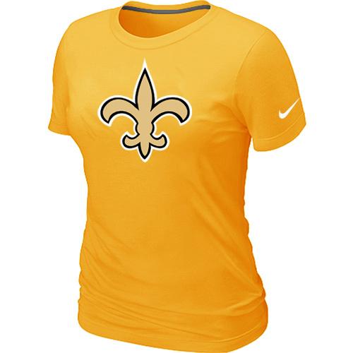 Cheap Women Nike New Orleans Saints Yellow Logo NFL Football T-Shirt