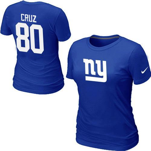 Cheap Women Nike New York Giants Victor Cruz Name & Number Blue NFL Football T-Shirt