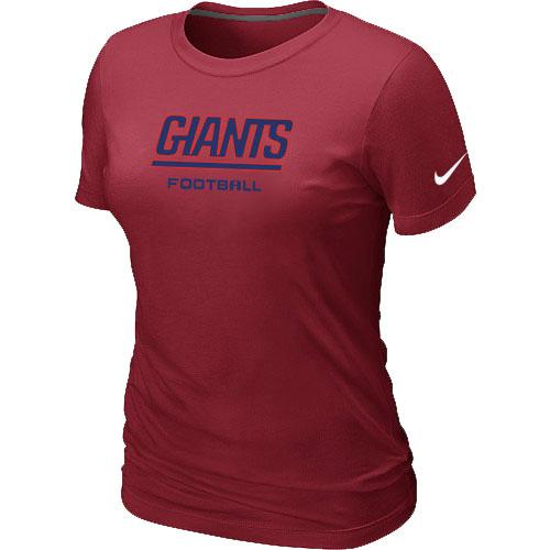 Cheap Women Nike New York Giants Sideline Legend Authentic Font Red NFL Football T-Shirt