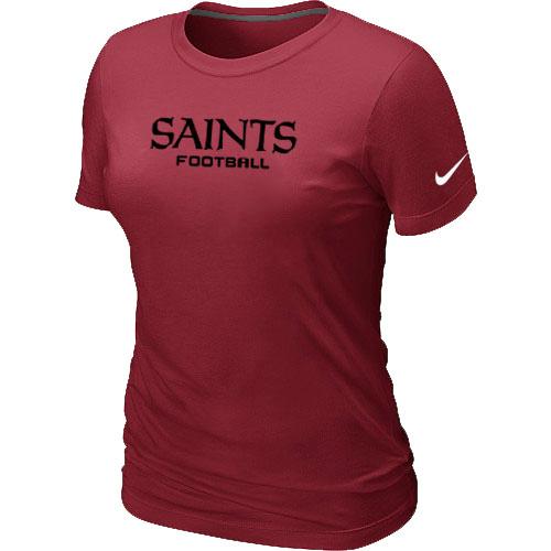 Cheap Women Nike New Orleans Saints Sideline Legend Authentic Font Red NFL Football T-Shirt