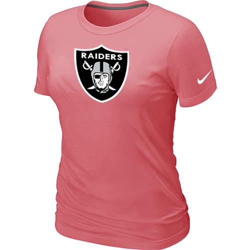 Cheap Women Nike Oakland Raiders Pink Logo NFL Football T-Shirt