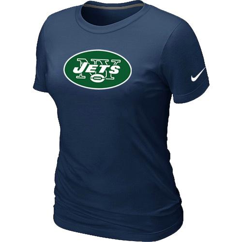 Cheap Women Nike New York Jets D.Blue Logo NFL Football T-Shirt