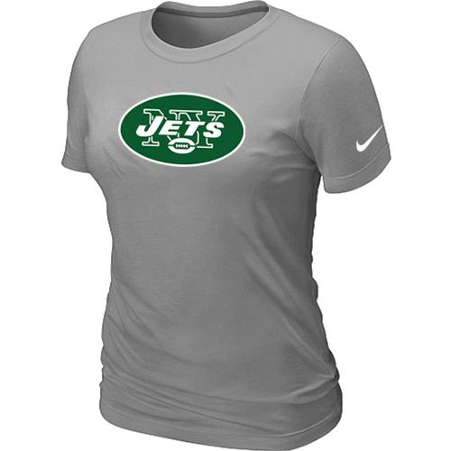Cheap Women Nike New York Jets L.Grey Logo NFL Football T-Shirt