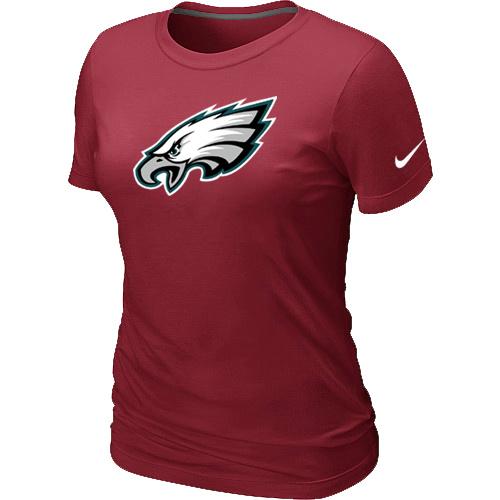 Cheap Women Nike Philadelphia Eagles Red Logo NFL Football T-Shirt