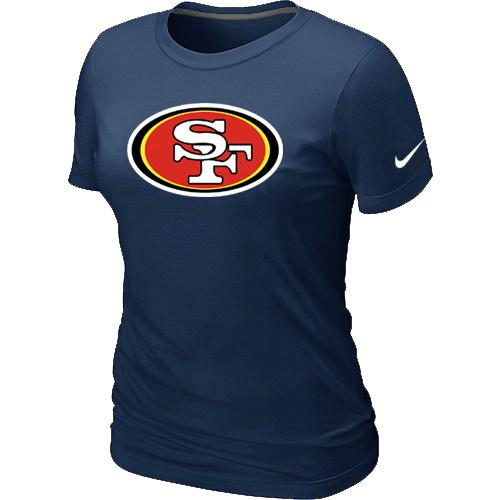 Cheap Women Nike San Francisco 49ers D.Blue Logo NFL Football T-Shirt