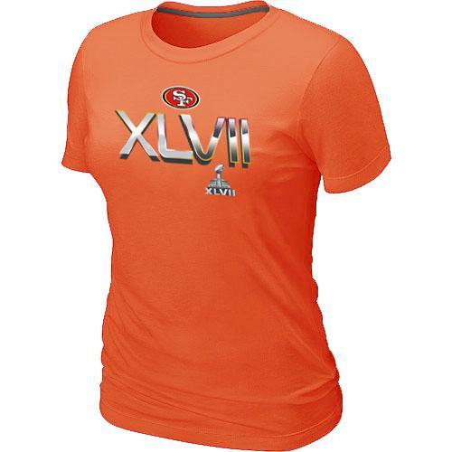 Cheap Women Nike San Francisco 49ers Super Bowl XLVII On Our Way Orange NFL Football T-Shirt