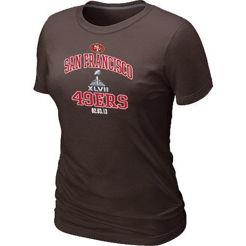 Cheap Women Nike San Francisco 49ers Super Bowl XLVII Heart & Soul Brown NFL Football T-Shirt