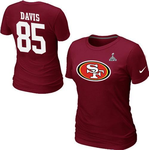 Cheap Women Nike San Francisco 49ers Vernon Davis Name & Number Super Bowl XLVII Red NFL Football T-Shirt